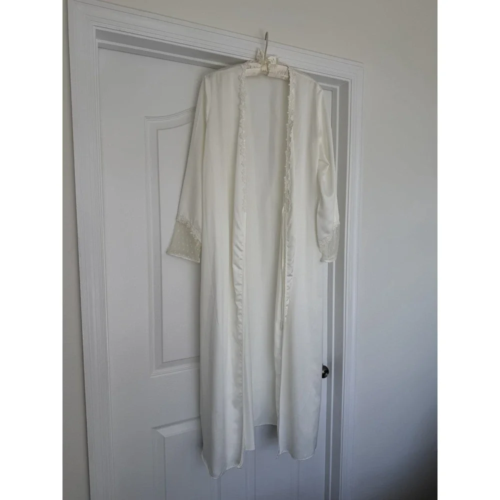 Bridal Ivory Lace Robe Set Flora Nightgown Slip‎ Honeymoon Romantic S